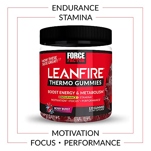 Lean Fire Thermo Gummies with B12, Caffeine & Green Coffee Bean for Energy, Metabolism & Motivation