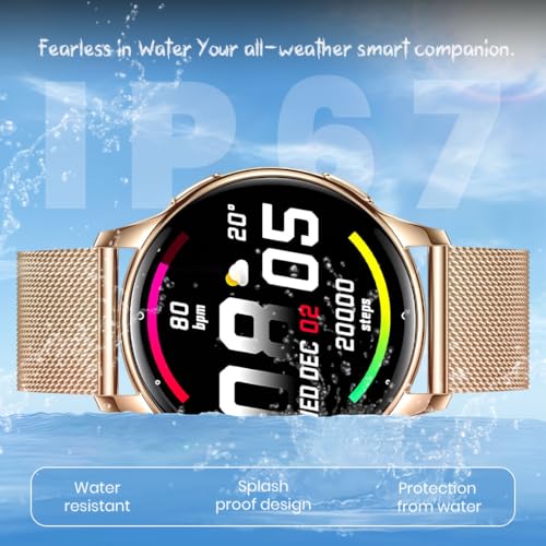 Image of PunnkFunnk Active 2 Smartwatch, 1.39 inch HD Round Display, Bluetooth Calling, Heart Rate & SPO₂, 100+ Sports Modes, IP67, Long Battery Life for Men & Women (Millanese Gold)