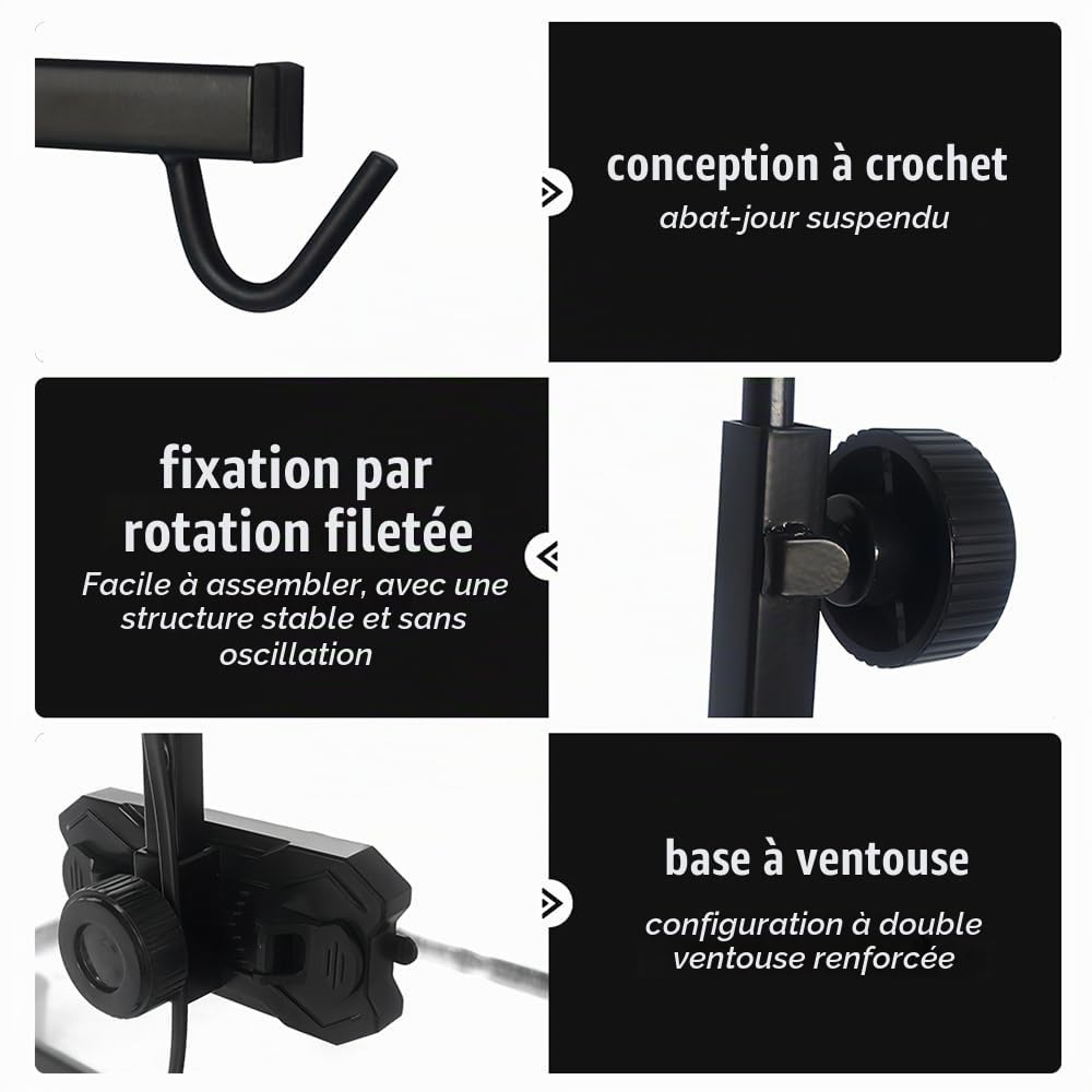 Support D'éclairage pour Reptiles,Support D'éclairage avec Hauteur Réglable de 15,9" a 27,6" et Largeur de 9,1" a 11,2",Support D'éclairage au Sol pour Tortues,Table en Verre,Aquarium,Terrarium
