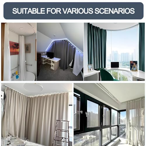 Riel de cortina flexible de aluminio blanco, sistema ajustable de pared, 3,40 m 7