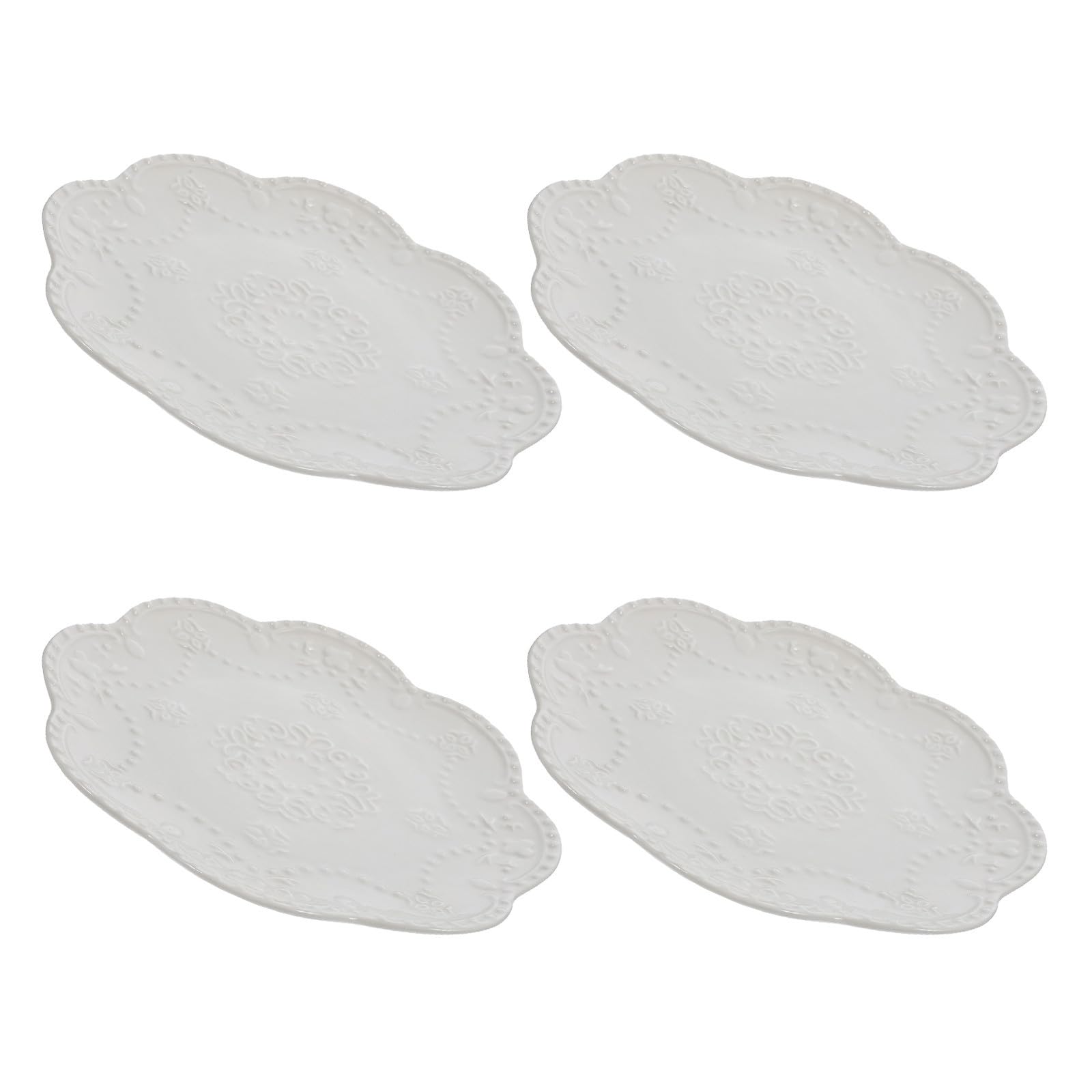 Zerodeko Platos de Postre Redondos de Cerámica en Color Blanco, 6 Pulgadas, Juego de 4 Piezas para Cenas Elegantes y Fiestas en Casa