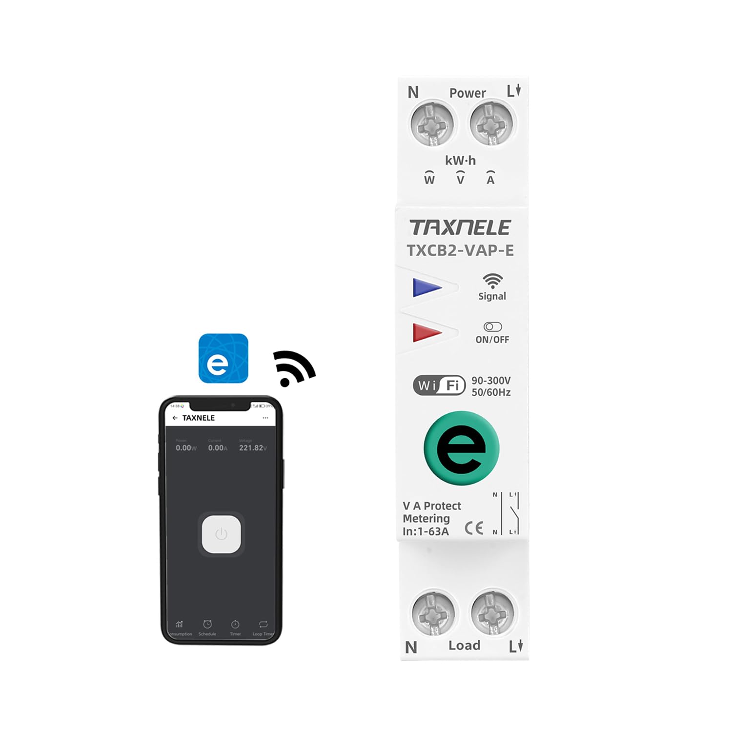 Ewelink wifi interrupteur intelligent interrupteur temps relais minuterie 1P + n 10A 16A 20A 25a 32A 40A 63A 110V 220V télécommande sans fil commande vocale (1-63A Adjustable VA Protect)