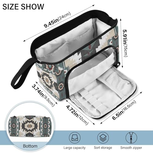Image of Aztec Navajo Large Capacity Pencil Case Pen Bag Pencil Pouch, Kids Printed Pencil Case with Handle Canvas Zipper Pen Pouch for School Office College Ideal Start Graduation Gifts