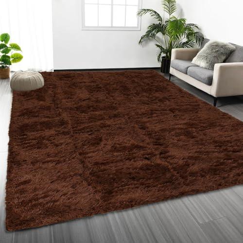 Oxford Homeware Tapis Salon – Grands Tapis Marron pour Chambre 80x150 cm – Tapis de Chevet...