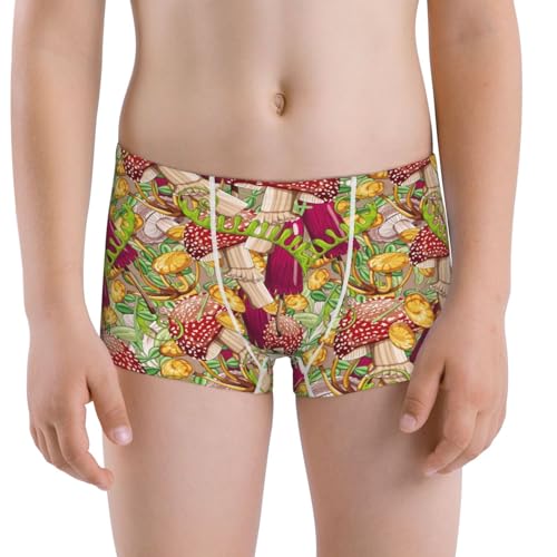 Boys' Cotton Boxer Brief Soft Underwear-Bright Mushrooms