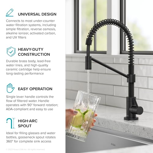 KRAUS Bolden Commercial Style Pull Down Kitchen Faucet and Water Filter Faucet Combo in Spot-Free Stainless Steel, KPF-1610-FF-104SFS by Kraus - Used condition - Image 2