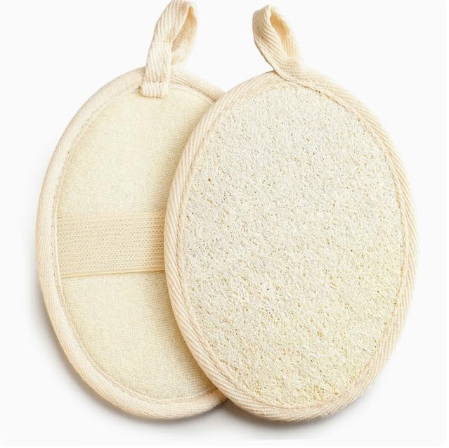JINGIHE 3 esponjas de luffa exfoliante corporal, almohadilla de limpieza natural para el cuerpo, esponja de baño suave, rituales, exfoliante, esponja, cuerpo, para mujer, hombre, baño SPA (8 x 12 cm)