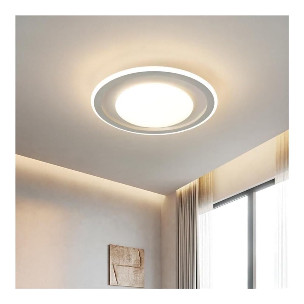 Plafonnier géométrique haut de gamme double anneau blanc ultra-fin