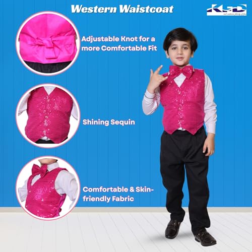 Image of Kaku Fancy Dresses Plain Waistcoat for Kids /Plain Jacket for Kids | Sequin Work Shinning Waist Coat For Annual Day Dance Competition (Only Jacket /Waistcoat - Shirt & Pant Not Included)
