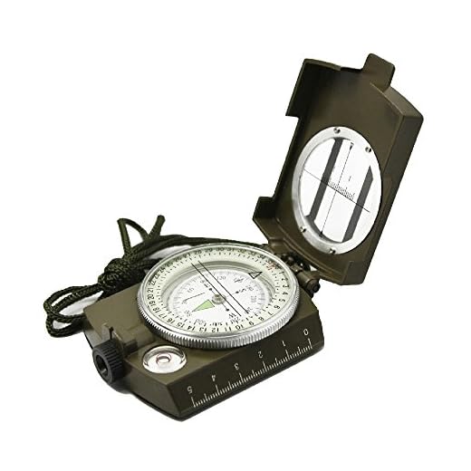 Ueasy Military Compass, Prismatic Sighting Compass - Magnetic Waterproof Hand Held Professional Compass for Boy Scouts Hunting Camping Sailing Navigation Hiking