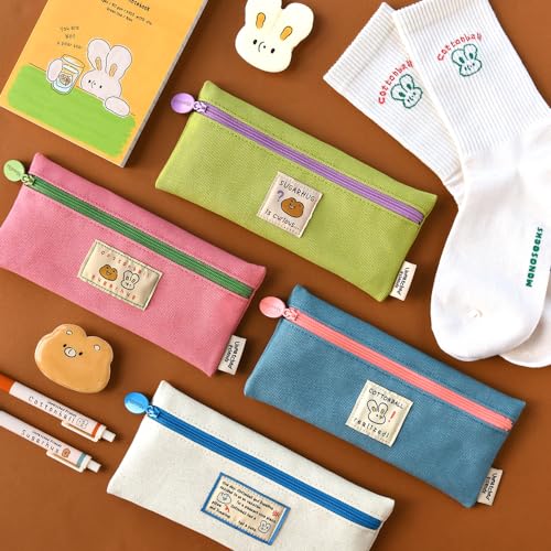Image of Monolike Unmatched Friends Pen Case, Blue - Pencil Pouch, Portable Pencil Bag, Office Pouch Case