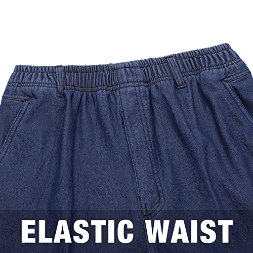 IDEALSANXUN Fleece Lined Jeans Mens Elastic Waist Thicken Warm Loose Denim Pants3