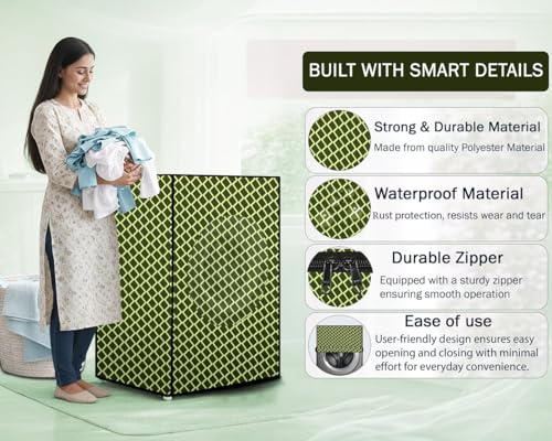 Image of Stylista Washing Machine Cover Compatible for Bosch 8 KG Fully-Automatic Front Loading WAJ28262IN, Check Military