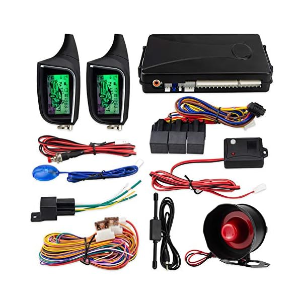 EASYGUARD EC205 2 Way Car Alarm System with LCD Pager Display keyless Entry Remote Engine Start Shock Sensor DC12V