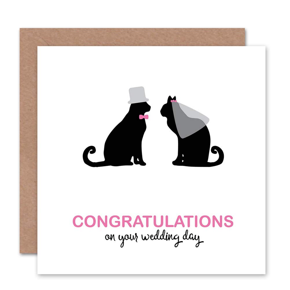 Wee Blue Coo Greetings Birthday Gift Wedding Silhouette Veil Cats Sealed Greeting Card Plus Envelope Blank inside