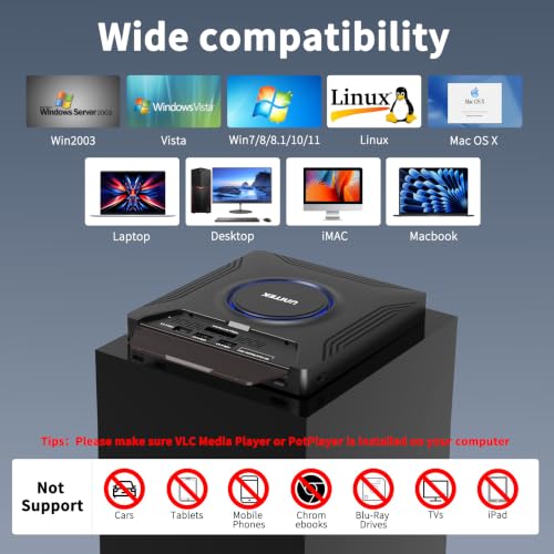 Image of Unitek External CD DVD Drive, Portable Laptop Optical Disc Burner with M.2