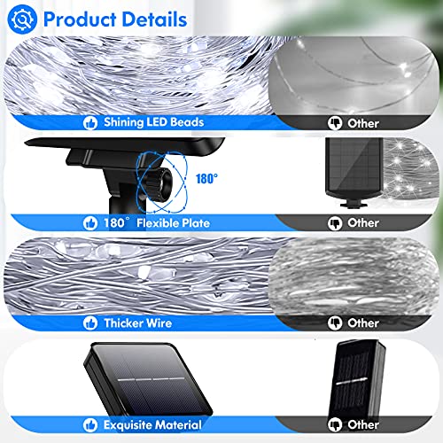 Outdoor Solar Fairy String Lights 288Ft Extra Long, 4-Pack 800Led Each 72Ft Solar Twinkle Lights Waterproof Silver Wire Lights, Outside Tree Lights For Patio Garden Christmas Decoration Daylight White #TOP5