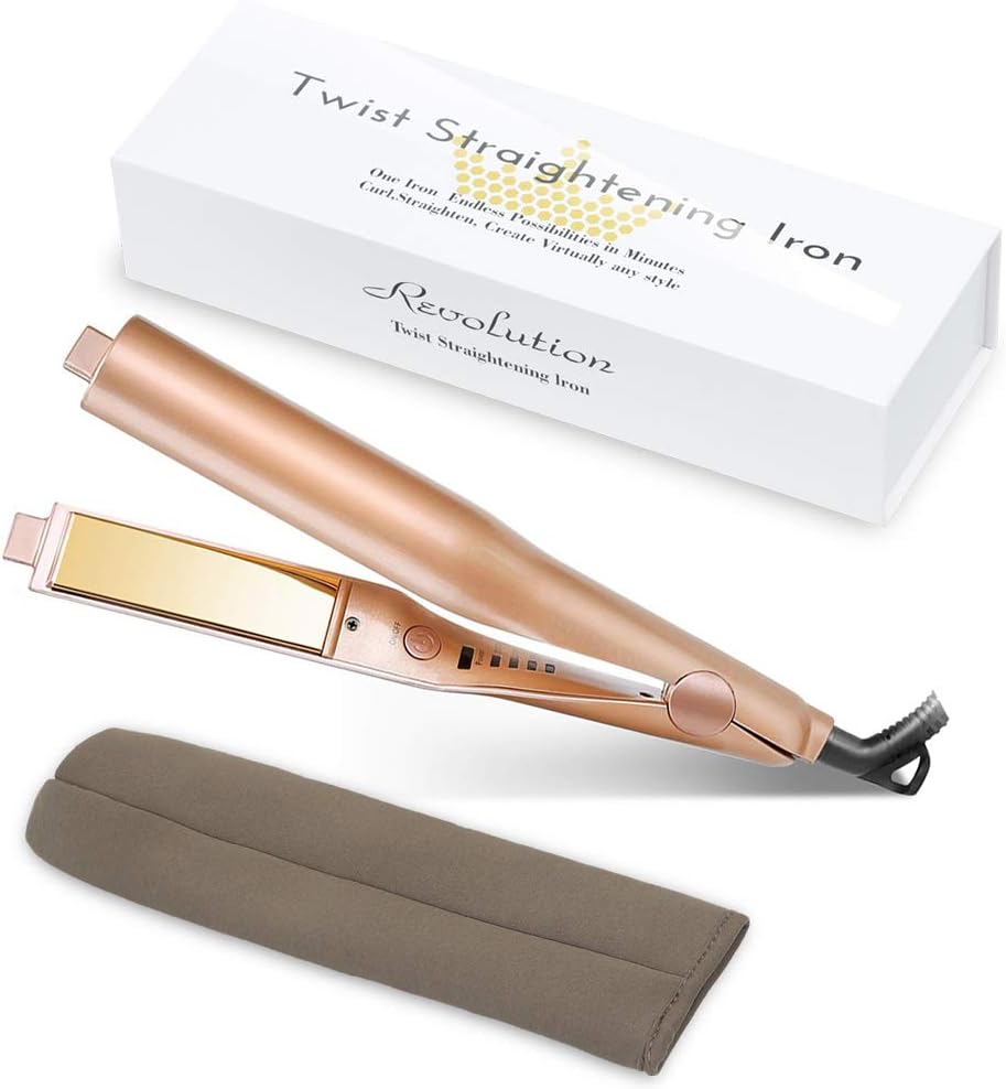 Iron Pro 2-in-1 Hair Curler and Straightener | Twist Styling Iron with Adjustable Temp | Flat Iron for Hair Curling Irons & Hair Straightener with 3D Concave and Convex Titanium Plated