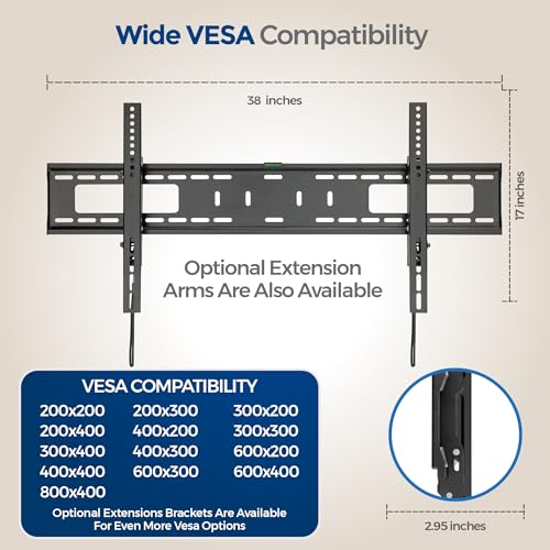 Image of ynVISION.DESIGN Heavy Duty TV Wall Mount for 50 inch-98 inch TVs - TV Mount with Advanced Tilt & Swivel - Pull Out up to 5.4in for Cable Management & Service - MAX VESA 800x400, 165lbs, 3 Studs Installation