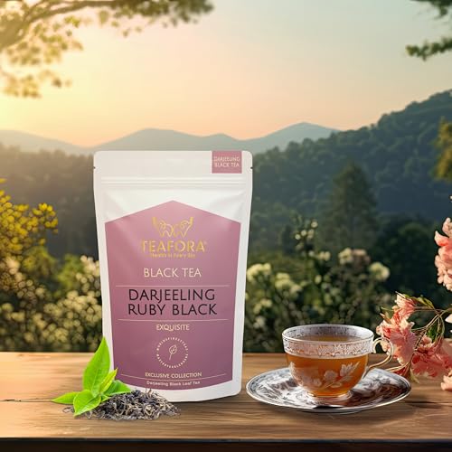 Image of TEAFORA Darjeeling Ruby Black Tea | Single Estate Loose Leaf | Smooth & Fruity Flavor | Freshly Sourced Direct From Origin | Brew Hot or as Iced Tea - 50g