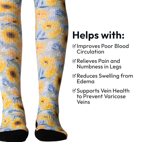 Image of Viasox Compression Socks for Women and Men, Knee High Socks 12-15 mmhg Circulation Support for Flight, Travel, Daily