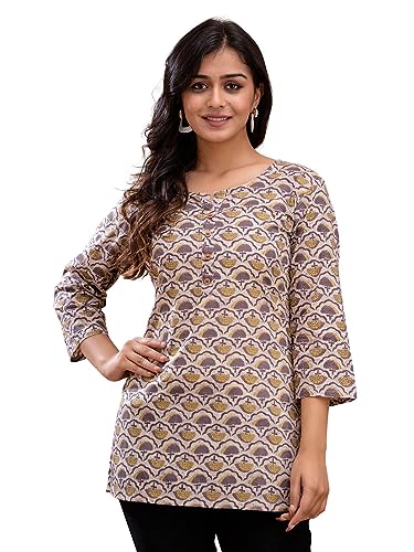 Image of feranoid Women Cotton Printed Straight Short Kurti