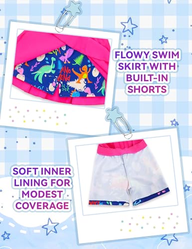 Image of Girls Bathing Suit with Skirt One Shoulder Ruffle Quick Dry Swimsuits Multicolor Sleeveless Swimwear