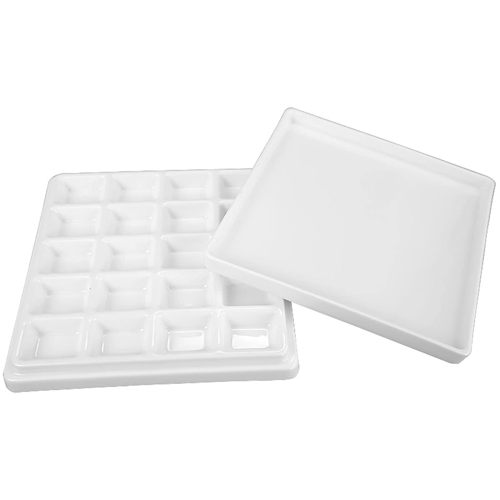 JADESA 20 Grid Ceramic Palette with Lid, Watercolor Paint Portable Tray Plate, Easy To Use, Chinese Painting Gouache Hand-painted White Enamel Dish.