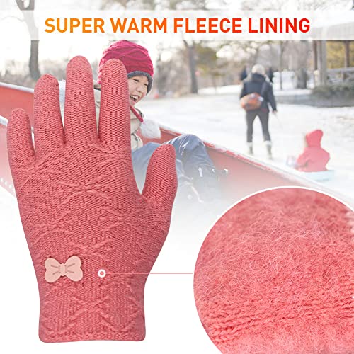 Image of Winter Gloves for Toddler Kids - 3 Pairs Boys Girls Soft Warm Wool Lined Gloves Full Finger Children Knit Gloves