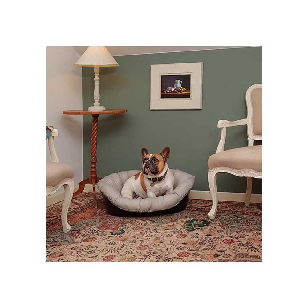 Ferplast Cuccia Cane Interno, Lettino Divano per Cani, Cesta in Plastica Antiscivolo con imbottitura Lavabile, 73 x 55 x h 27 cm, Tortora