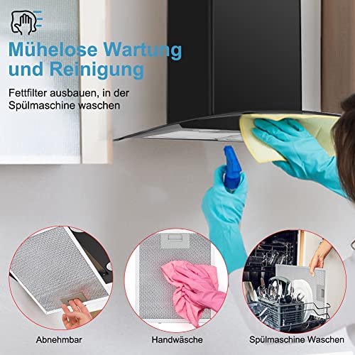 Gasland-Chef-GR90BP-Campana-Extractora-de-Pared-Decorativa-90cm-Campana-Extractora-Cristal-Cocina-500-mh-3-Velocidades-de-Exrtaccion-Negro