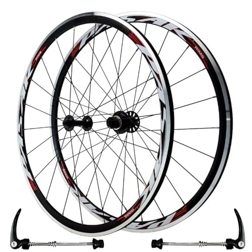 GEIRONV Juego Ruedas for Bicicleta Carretera 700C, Liberación Rápida 4 Rodamientos Sellados 20/24 Orificios Frenos Disco/Freno C/V Llantas de Aleación Doble Pared 1690 G(Red)