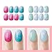 Laza 120pcs Children Nails Press On Pre-glue Full Cover Nail Tips Kit Glitter Gradient Color Rainbow Short Artificial False Nail Kits Lovely Christmas Gift for Children Kids Girls - Little Mermaid