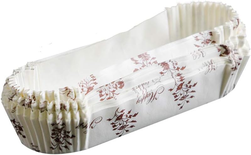 Disposable Oval Eclair Liners Loaf Liners Bread Wrapper Loaf Pan Cupcake Liners Oilproof Paper Baking Cups (White 100pcs)