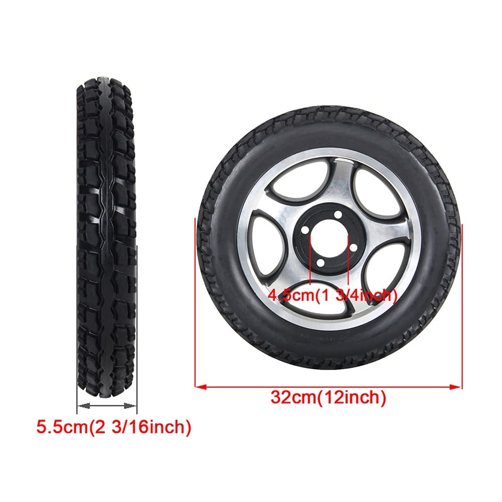 12 1/2x2 1/4, Ruedas Traseras para Silla de Ruedas Eléctrica 12 Pulgadas, Llantas Macizas No Neumáticas, Piezas de Repuesto para Ruedas, 1 Par