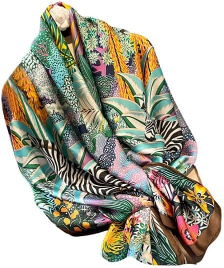 Image of Trillion London Spring Collection | Designer Silk Scarf For Women UK | Lightweight Neck Scarves | Shawl Wraps | Suitable for Daily Life | Smooth & Soft Finish | Gift for Women | Size-180cm x 90cm