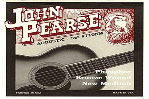 John Pearse Strings® 710NM Jeu de Cordes pour Guitare Acoustique – Phosphor Bronze Wound – New Medium 13-55 - Les Beatles, Paul McCartney, John Lennon, RIngo Starr, George Harrison John Pearse Strings® 710NM Jeu de Cordes pour Guitare Acoustique - Phosphor Bronze Wound - New Medium 13-55