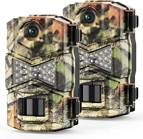 WOSODA Trail Cameras 2 Pack 16MP 1080P HD, Waterproof Game Camera Motion Activated with Fast Trigger Time Infrared Night Vision, Hunting Camera for Outdoor Wildlife Monitoring