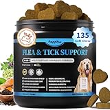 Dog Flea and Tick Support Chewable, Natural Dog Flea Comfort Supplement, Oral Chews with Neem, Oregano Oil, Pumpkin Seed Oil & Brewer's Yeast – 135 Soft Chews, Chicken Flavor – for All Breeds & Sizes