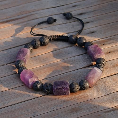 Protection Amethyst Crystal Bracelet for Men, Natural Healing Crystal Amethyst Stone Bracelet Mens Birthday Christmas Day Gifts, Handmade Lava Beaded Essential Oil Diffuser Bracelets for Stress Relief3