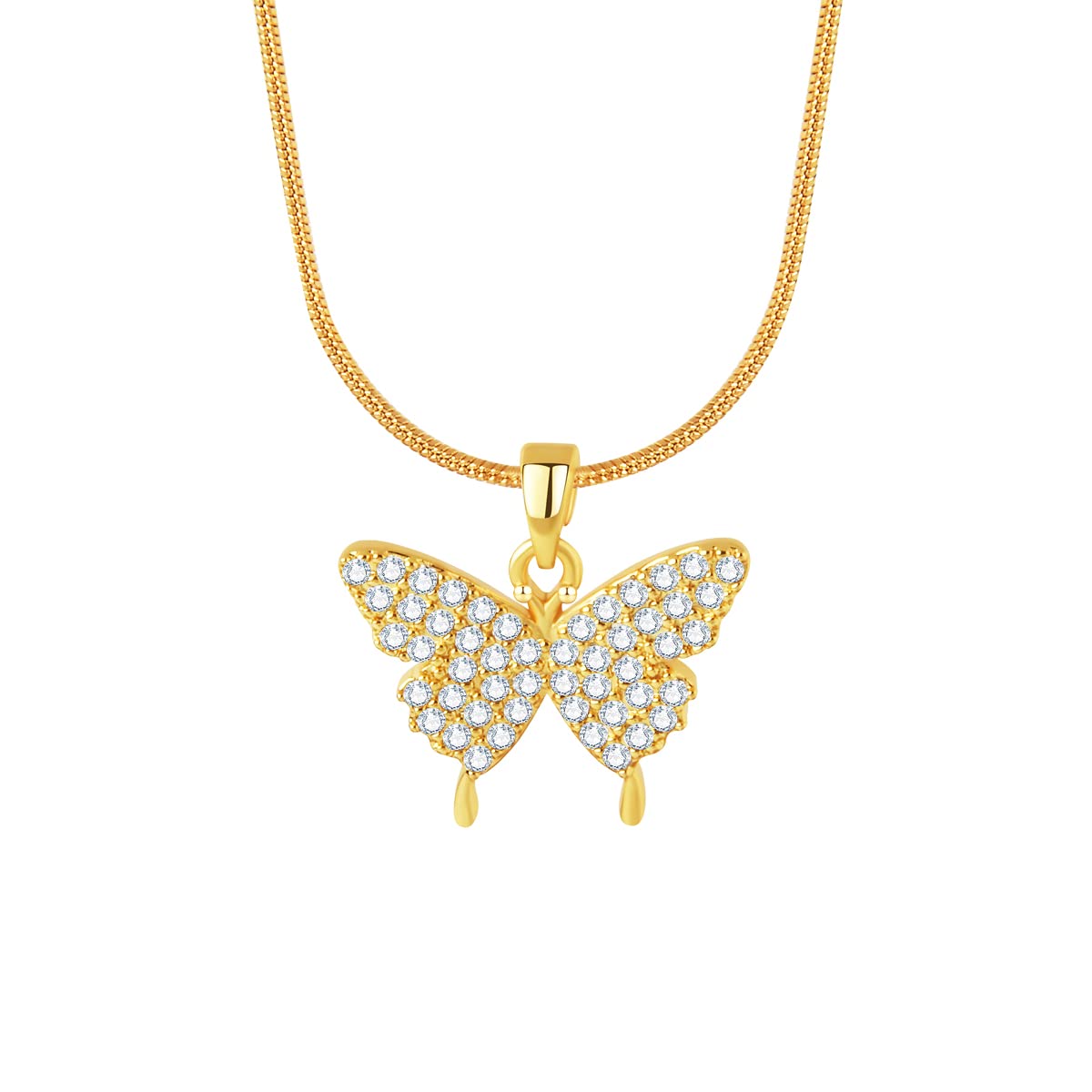 BZEBI Butterfly Necklaces For Women Girls Dainty 14k Gold Plated Cubic Zirconia Pendant Jewelry Christmas Thanksgiving Day Gifts 16''+4'' Adjustable Chain