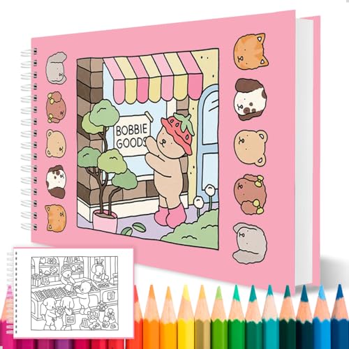Livro Para Colorir Capa Dura Bobbie Goods Criativo Pintar Adultos e Crianças (Rosa)