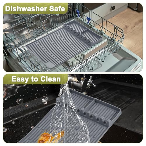 Silicone Grill Mat for Blackstone Silicone Griddle Tools Mat with Drip Pad Grill Pad for Outdoor Grill Kitchen Countertop (Gray) — view 5