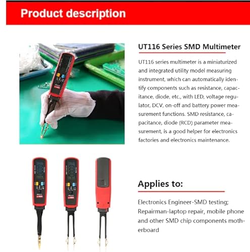 UNI-T UT116A SMD Tester Meter Multimeter Rotable Tweezer Resistance Capacitance LED Diode Continuity