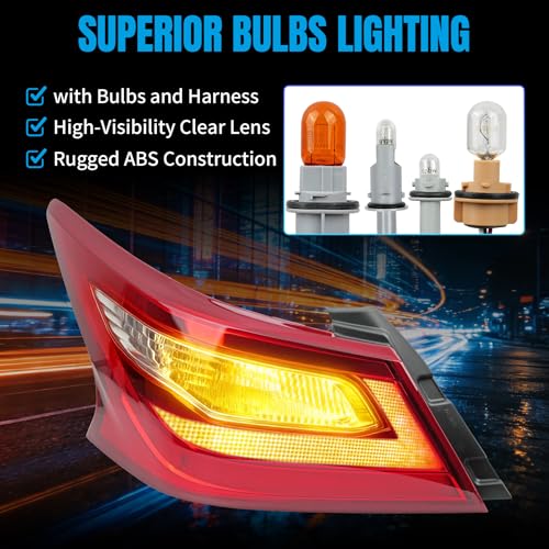 Image of Driver Side Tail Lights Assembly Fits Nissan Altima Taillight 2016 2017 2018, Left Rear Brake Lamp Lens Taillights with Bulb and Harness - Factory Style