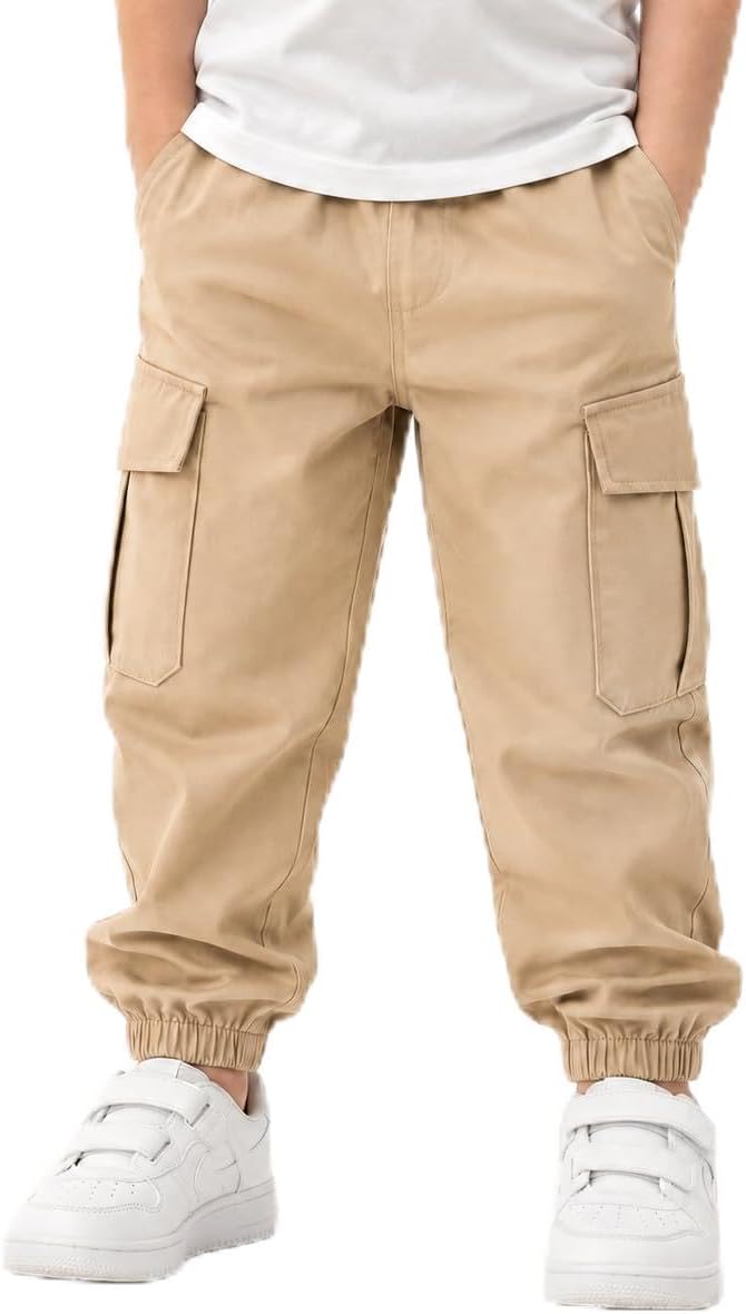 Baby Boy Pants Large Pockets Cargo Joggers Pants for Boys Khaki Pants Toddler Casual Cargo Pants