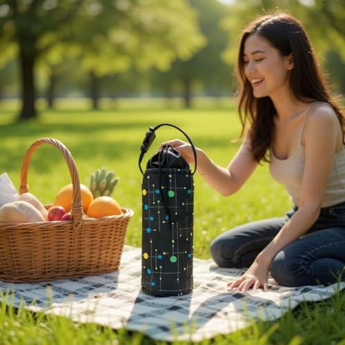Image of 1 Litter Neoprene Water Bottle Carrier Bag with Adjustable Shoulder Strap,Insulated Water Bottle Cover for Stainless Steel /Glass /Plastic Bottles (Green)