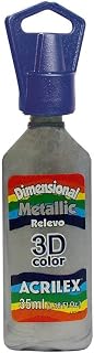 Tinta Relevo Metálica Dimensional, Acrilex, Prata, 35 ml