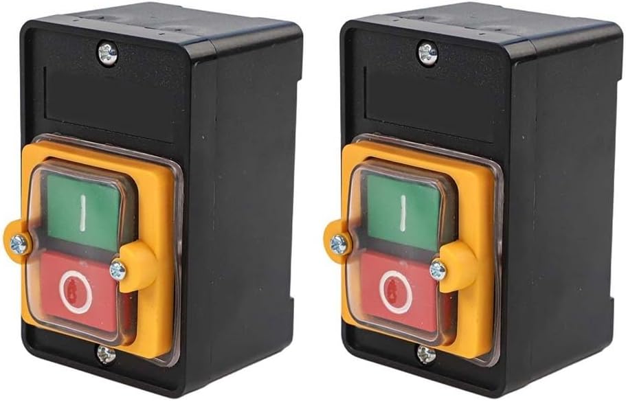 2Pcs KAO-5H Push Button Switch, Waterproof Motor Start/Stop Switch 220V 10A On Off Control Box for Reliable Electrical Life for Machinery Use