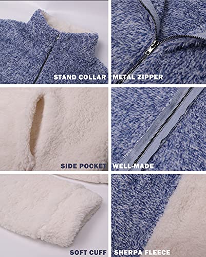 Image of BTFBM Women Sherpa Pullover Quarter Zip Long Sleeve Fluffy Soft Fleece Jackets Sweaters Sweatshirts Hoodies Outwear Coat